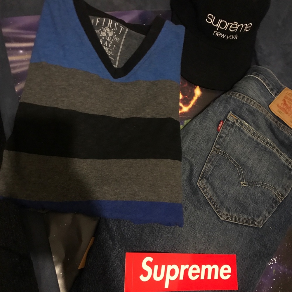 Striped V Neck Tee